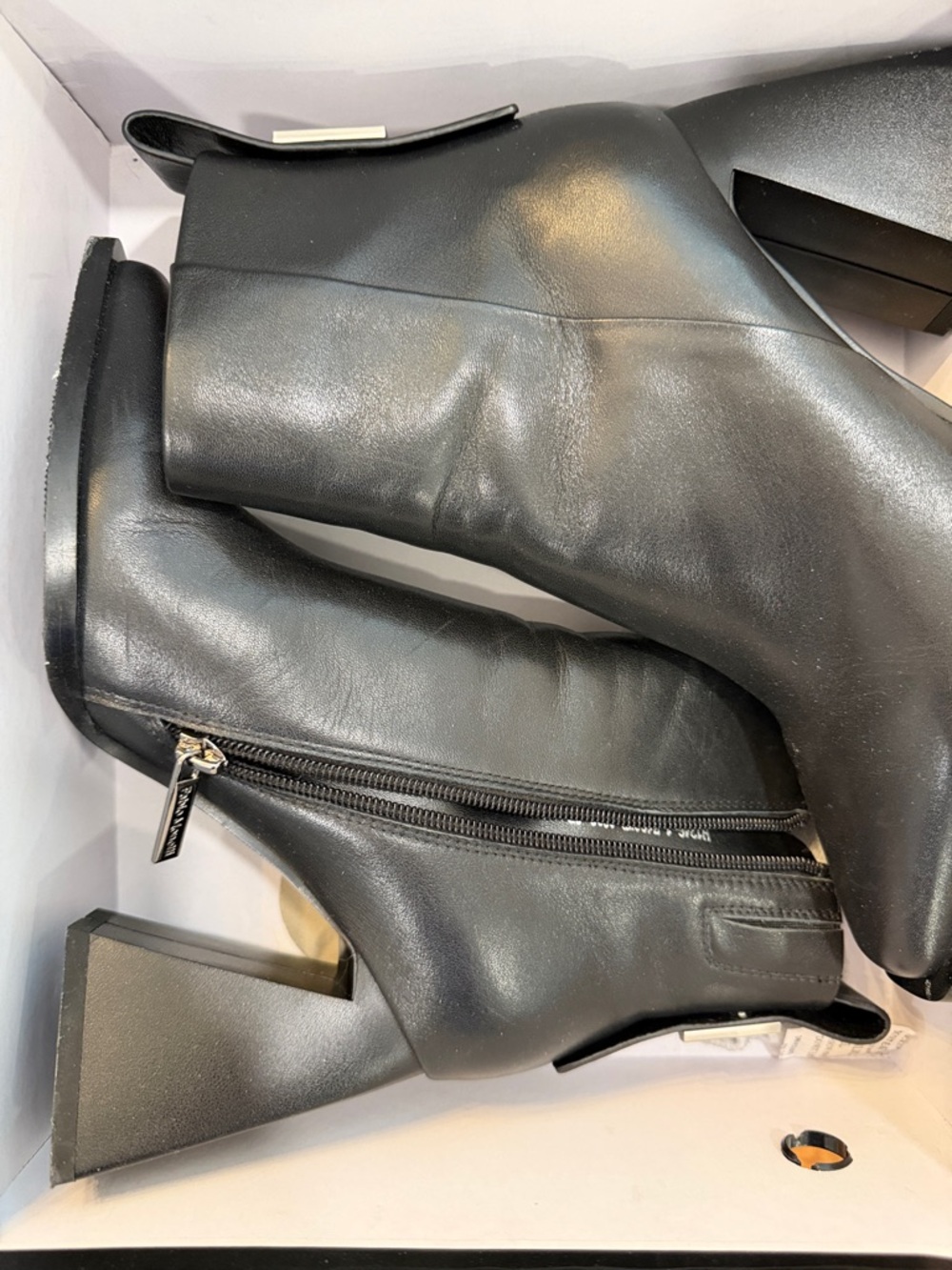 Fabio Monelli Black Leather Architectural Block Heel Ankle Boots Size 37
